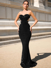 Contrast Sequin Strapless Backless Dress - Shah S. Sahota